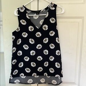 Floral Sleeveless Black Top